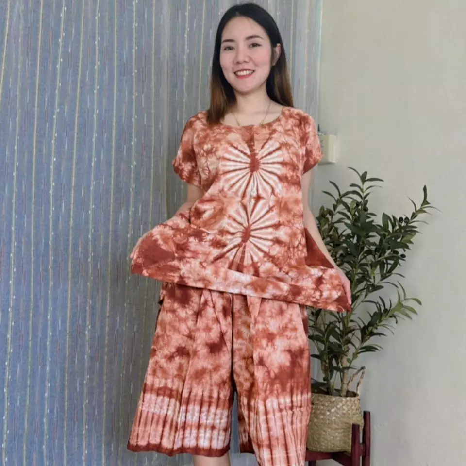 ชุดมัดย้อมแขนเลยไหล่ ผ้าคอตตอน อก 48 นิ้ว thumbnail 7
