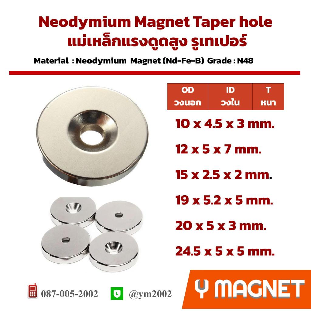 แม่เหล็กวงแหวนแรงดูดสูงรูเตเปอร์ Neodymium NER-T