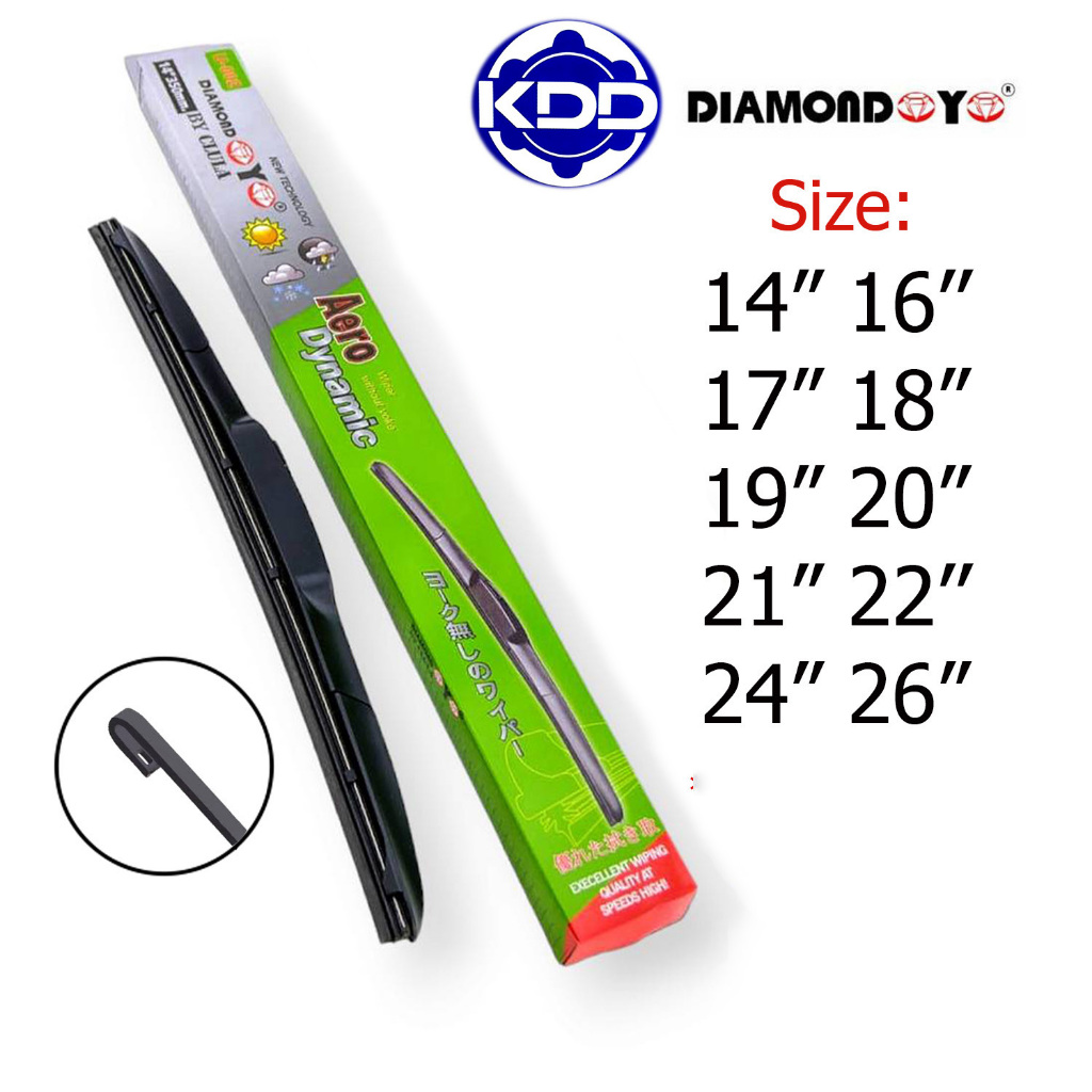 ใบปัดน้ำฝน ไดมอนด์อาย DIAMOND EYE WIPER BLADE รุ่น T170 (U002) เขียว ขนาด 14 นิ้ว-26 นิ้ว (1ใบ/กล่อง)