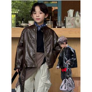 🛒พร้อมส่ง ☑️แจ็กเก็ตหนังเด็ก