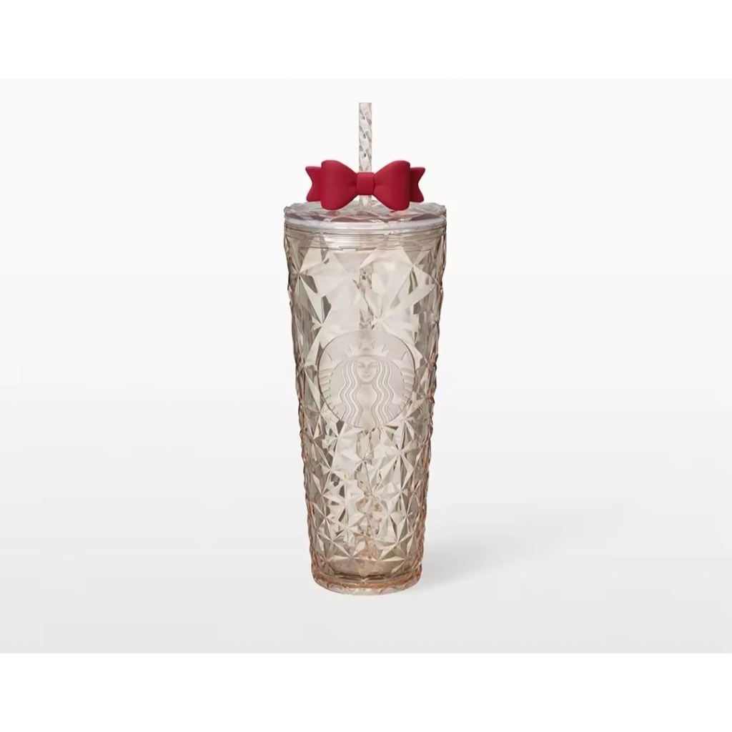 Starbucks:: 🌟Cozy Luxury with Ribbon Topper Cold Cup 24oz.✨แท้100%✨พร้อมส่ง🌟