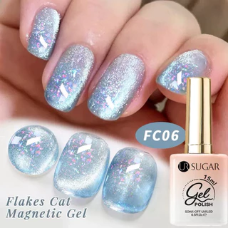 UR SUGAR สีเจลแคทอาย Flakes Cat Magnetic Gel สีเงาสวย ลูกคุณ ขนาด 15 ml.🌈พร้อมส่งในไทย🌈