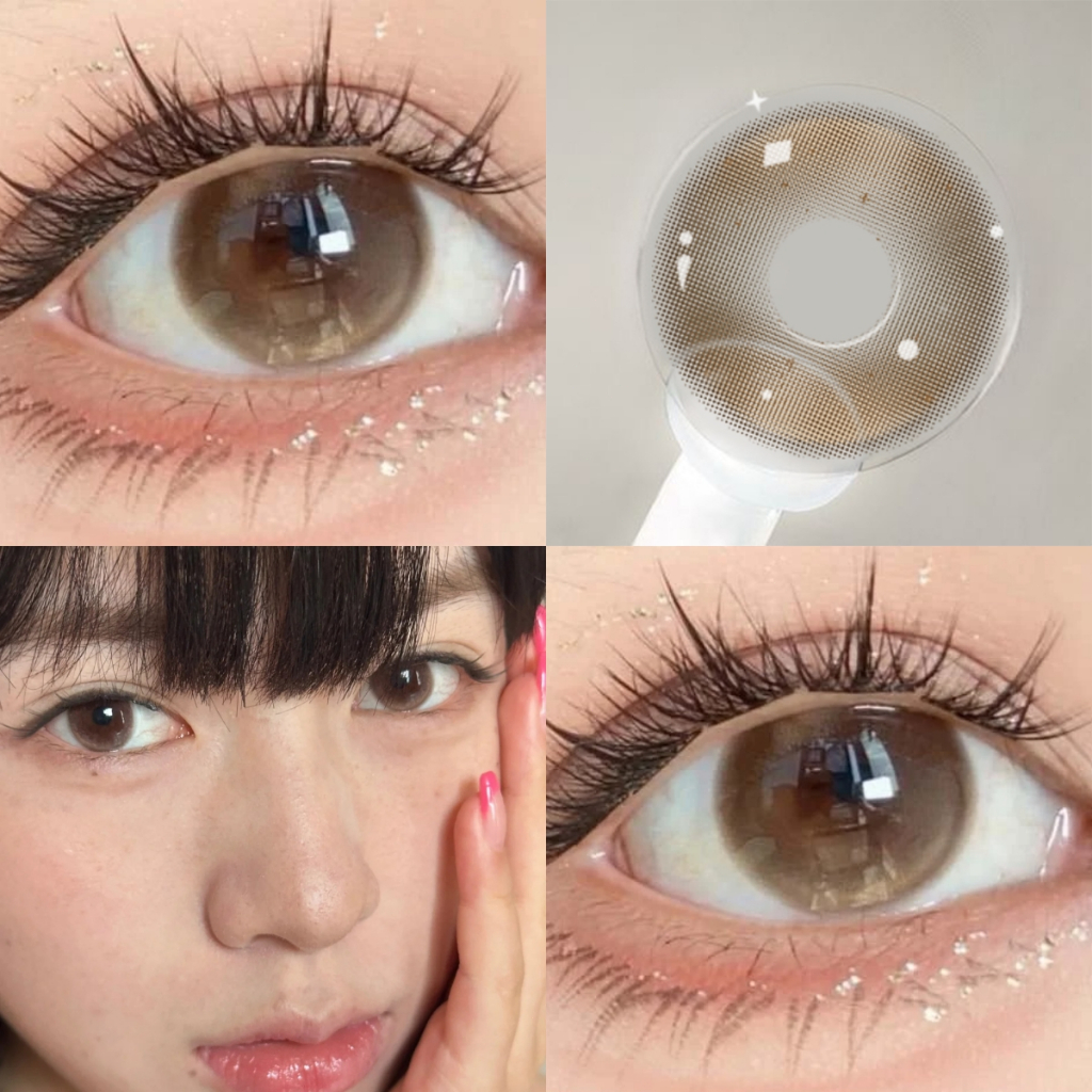 คอนแทคเลนส์ Midroo เลนส์ค่าสายตาสั้น bigeyeตาโต brown ไร้ขอบ ขยายรูม่านตา Sweet Tea-14.2mm รายเดือน