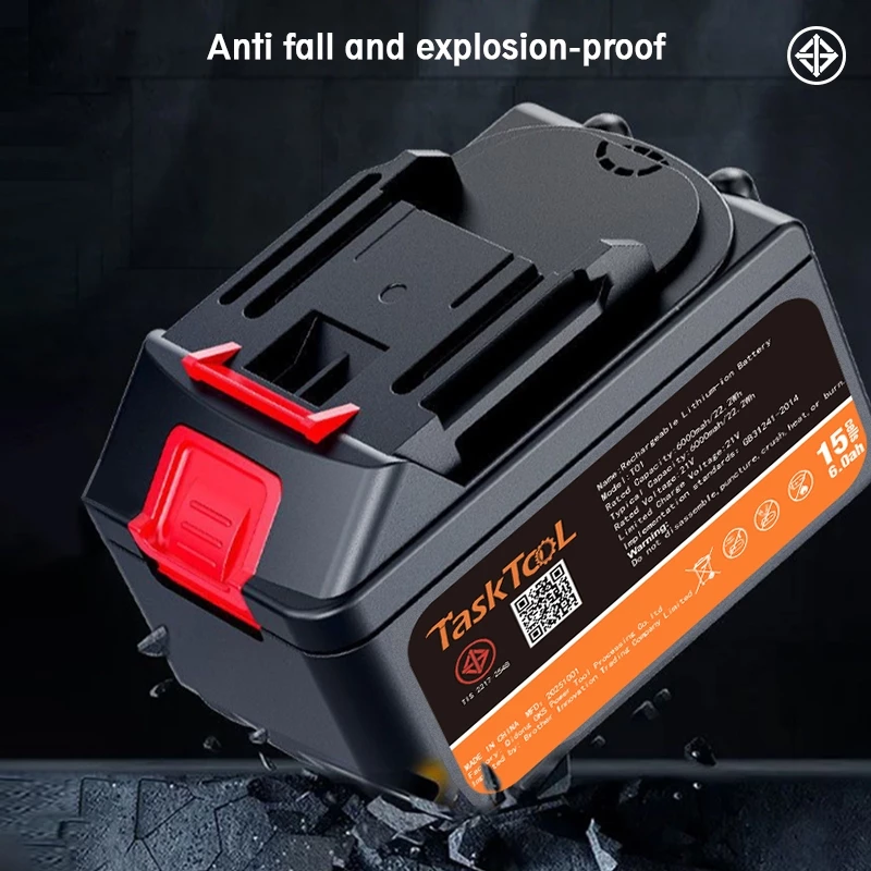 TASKTOOL 15Cells แบตเตอรี่ 21v ลิเธียม  แบตเตอรี่ 6AH-15ก้อน-5C แบตเตอรี่21โวลสำหรับเครื่องมือไฟฟ้า TISI STANDARD thumbnail 8