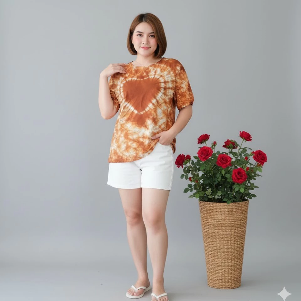 เสื้อเดี่ยวแขนสั้นมัดย้อม  ไซส์รอบอก 46-48 นิ้ว thumbnail 4