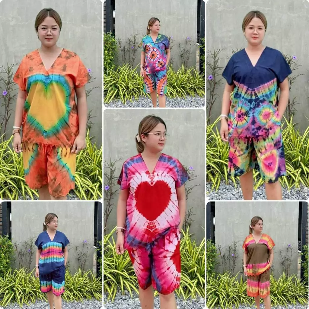 เซทเสื้อกระเหรี่ยง+ขาสั้น / เซทเสื้อคอกลม+ขาสั้น ผ้าแมมเบิตสปัน thumbnail 4
