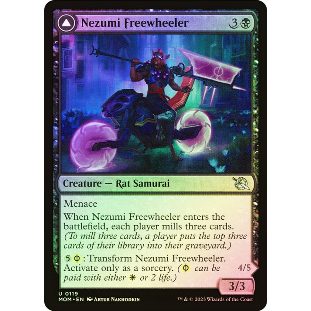 MTG - Magic The Gathering - March of the Machine - Nezumi Freewheeler // Hideous Fleshwheeler - Near