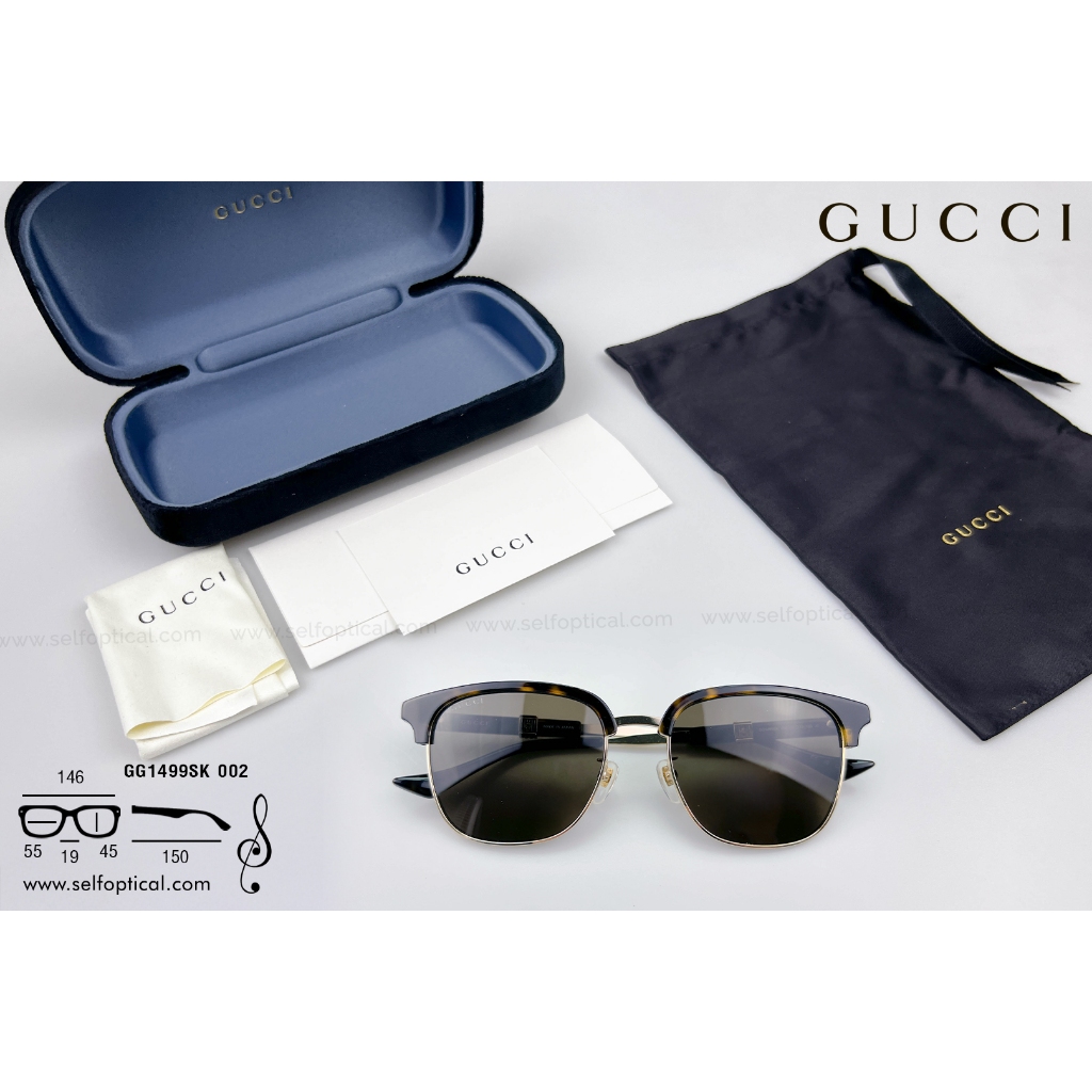แว่นกันแดด GUCCI GG1499SK 002 Size 55 ของแท้ รับประกัน 2 ปี ศูนย์ไทย พร้อมบริการหลังการขาย