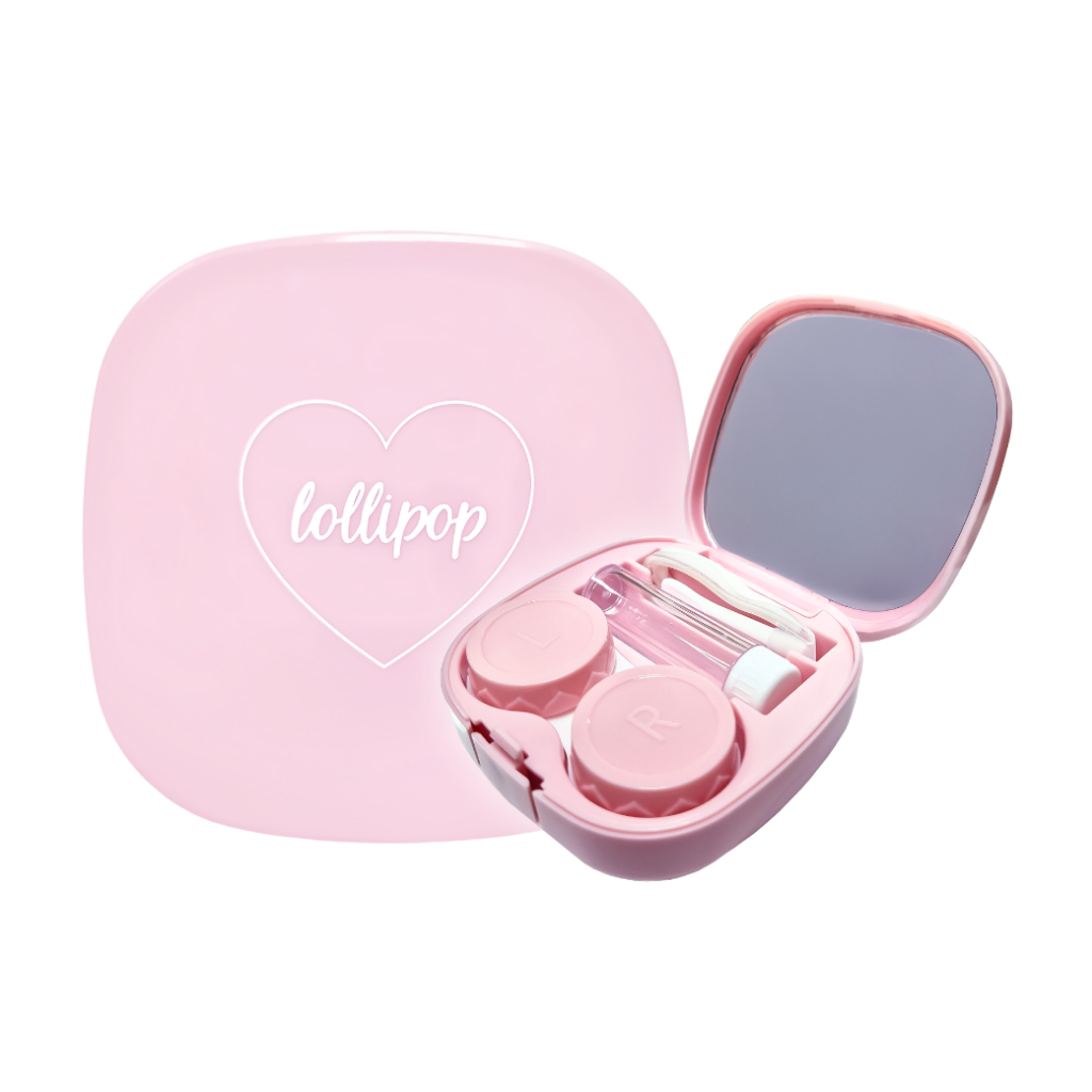 LOLLIPOP ตลับเซท ประกอบด้วยตลับใส่เลนส์ กระจก ที่คีบ ตัวดูดเลนส์ และที่ใส่น้ำยาล้างคอนแทคเลนส์