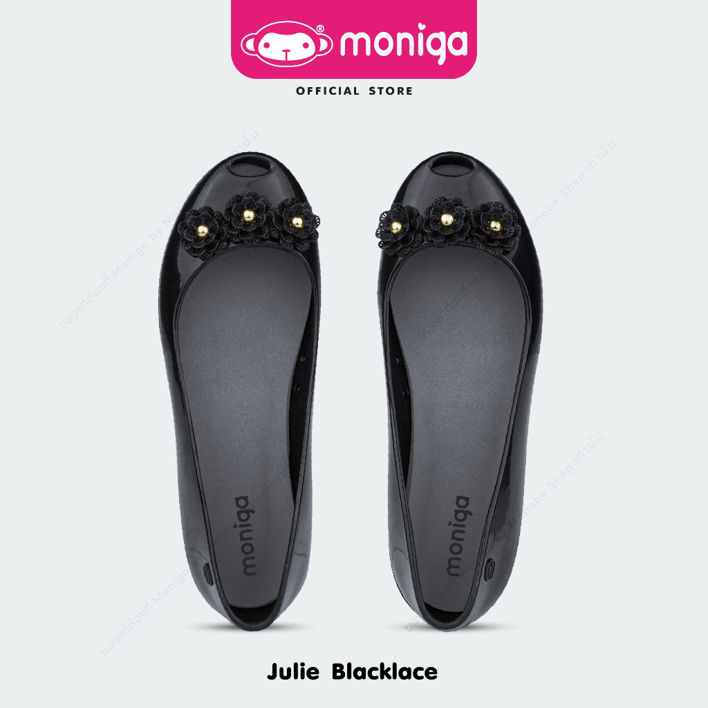 MONIGA รุ่น  julie black lace รองเท้าแตะแบบสวม รองเท้ารัดส้น