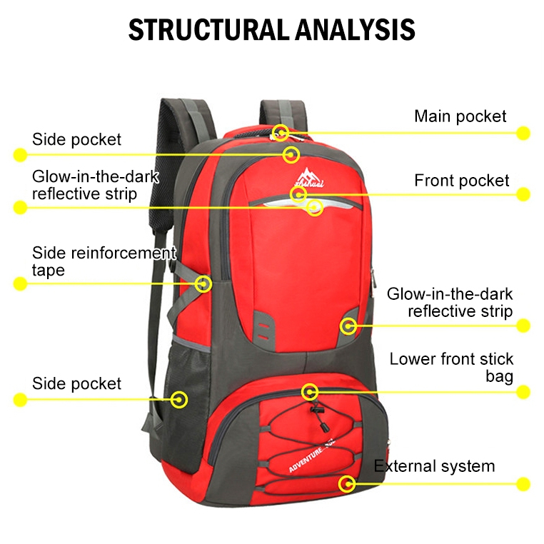 กระเป๋าเป้ ใบใหญ่ 60L/85L กระเป๋าสะพายหลัง กันน้ำ Waterproof Outdoor Backpack Rucksack Sports