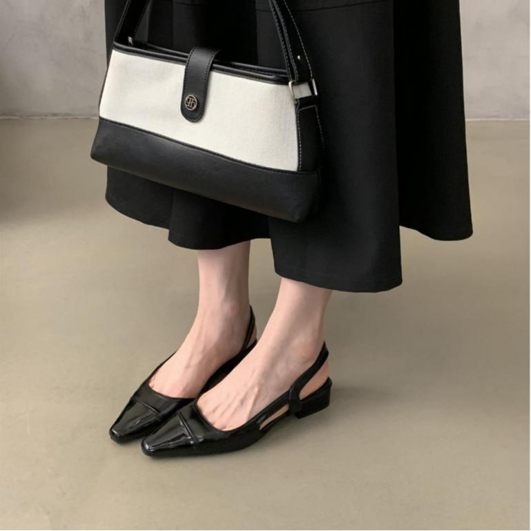 🎀พร้อมส่ง🎀รองเท้าแตะหัวแหลมสไตล์ฝรั่งเศส รองเท้าส้นแบนสีพื้นเรียบๆ สีนู้ด มีสไตล์และสะดวกสบาย - รูปที่ 5