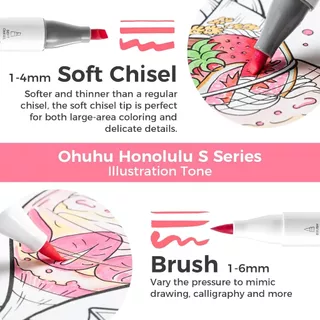 FOLIO ART : Ohuhu Marker เซต Illustrations 60 สี(Honolulu S - Brush&soft Chisel) รหัส 90581