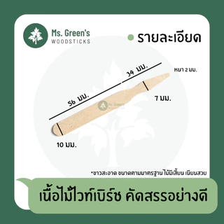 ไม้คละแบบ ช้อนจิ๋ว ช้อนไม้ ไม้เสียบ ไม้เว้า ไม้พาย ราคาถูก 50/100 ชิ้น/แพ็ค | Ms.Green's