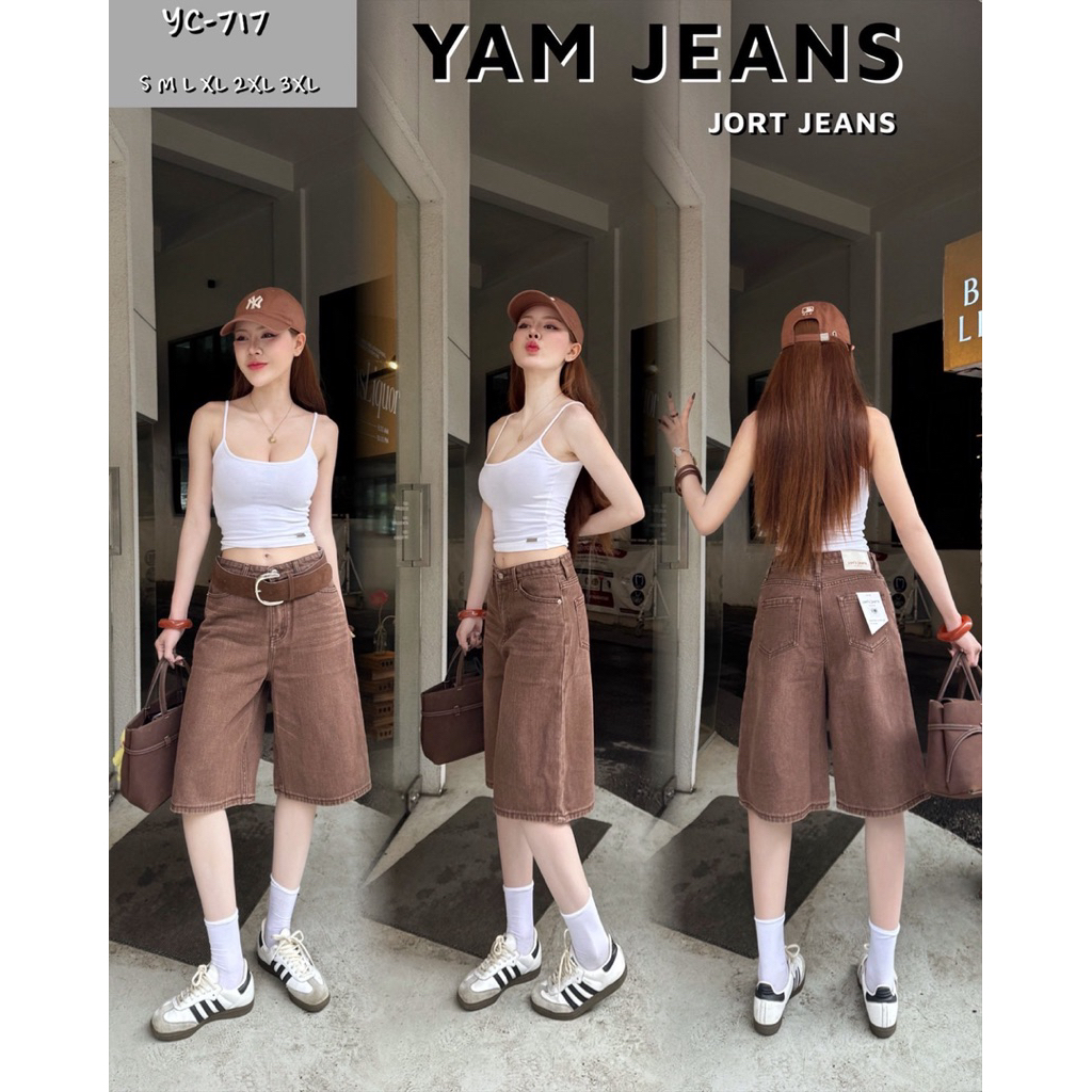 กางเกงยีนส์ขา5 ส่วนผ้าไม่ยืดYam Jeans