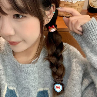 Cute 433 กิ๊บติดผม กิ๊บหนีบผมลายจุดสีแดง เด็กน้อย ยางมัดผม 2 ชิ้น/แพ็ค