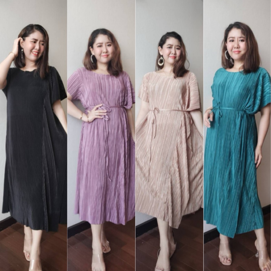 ชุดพลีท ชุดพลีทออกงาน ชุดเดรสวยไฮโซ b285ชุดพลีทเกรดพรีเมียม ชุดเดรสแต่งระบายเนื้อผ้าอัดพลีทเนื้อแน่น ชุดเดรสสีพื้น