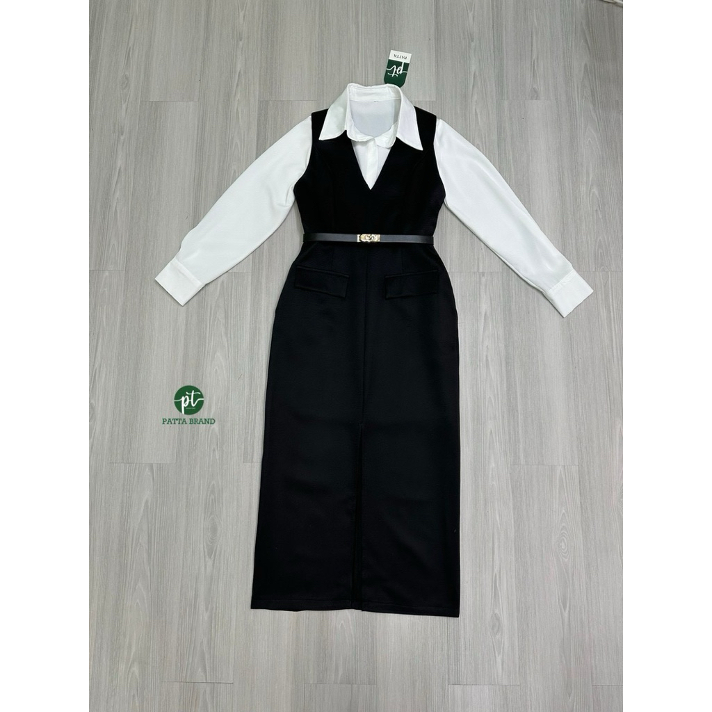 Patta Set 2 ชิ้น เสื้อเชิ้ตสีขาวแขนยาวทรพอดีตัวมีกระดุมด้า รูปที่ 8