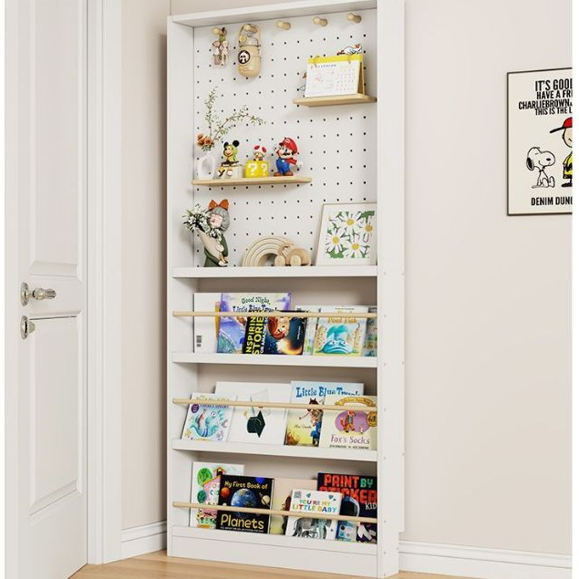 ชั้นวางหนังสือแบบ Pegboard ชั้นวางของ ตู้เก็บของหลังประตู ชั้นวางหนังสือแบบ Pegboard ติดผนังไม้เนื้อ