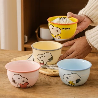 【ของแท้】Snoopy สนูปปี้ ชุดชามเซรามิก 4 ใบ สีพาสเทล ลายน่ารัก พร้อมกล่องของขวัญสุดหรู ของขวัญวันเกิด