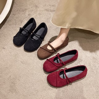 รองเท้าส้นแบนสไตล์ย้อนยุค Mary Jane ทรงหัวมนสำหรับผู้หญิง ดี…