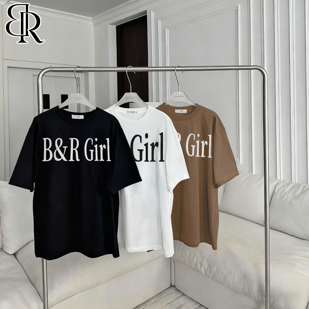 B&R พร้อมส่ง เสื้อยืดแขนสั้นผู้หญิง เสื้อคอกลมทรงหลวมโอเวอร์ไซส์ Oversized สีทึบ นุ่มและทนต่อรอยยับ