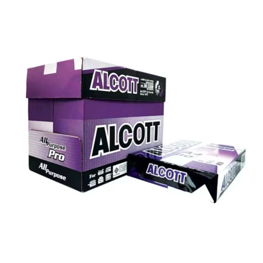 Alcott ห่อม่วง (5รีม) กระดาษถ่ายเอกสาร 80 แกรม ขนาด A4 ห่อม่วง 500 แผ่น จำนวน 5 รีม