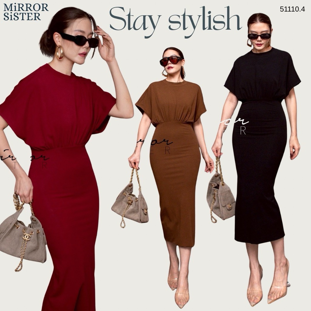 เดรสเข้ารูปทรงสวย เดรสใส่ออกงานสีดำ 51110.4 Mirrorsister
