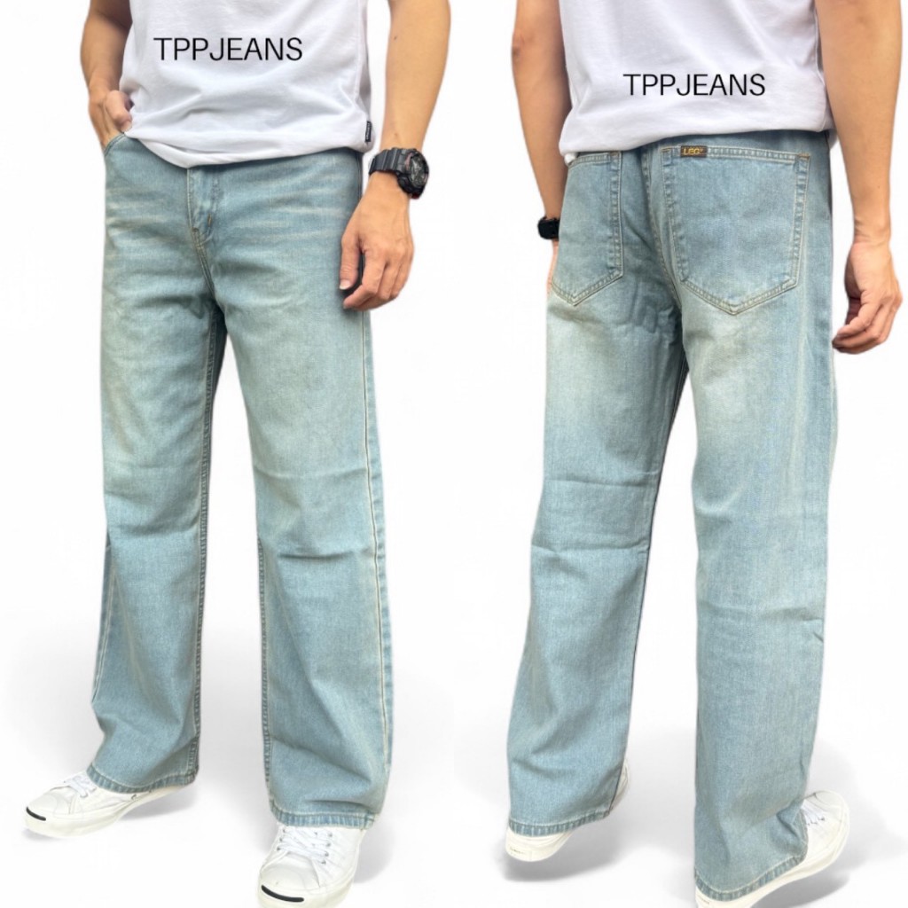 JEANSEXPRESS Classic Straight Denim กางเกงยีนส์ฟกอสนิม ทรงกระบอกใหญ่ ยีนส์ฟอกผ้านิ่มใส่สบาย เป้าซิป Size 28-36
