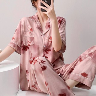 (พร้อมส่ง)ชุดนอนผู้หญิงเนื้อ(ผ้าเยื่อไผ่ )แขนสั้น-ขายาว เนื้…