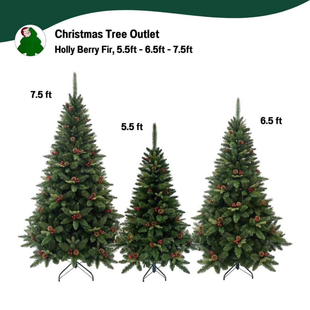 Christmas Tree | Holly Berry Fir - ต้นคริสต์มาสเสมือนจริง ต้นคริสต์มาสขนาด (170 cm, 200 cm, 230 cm)
