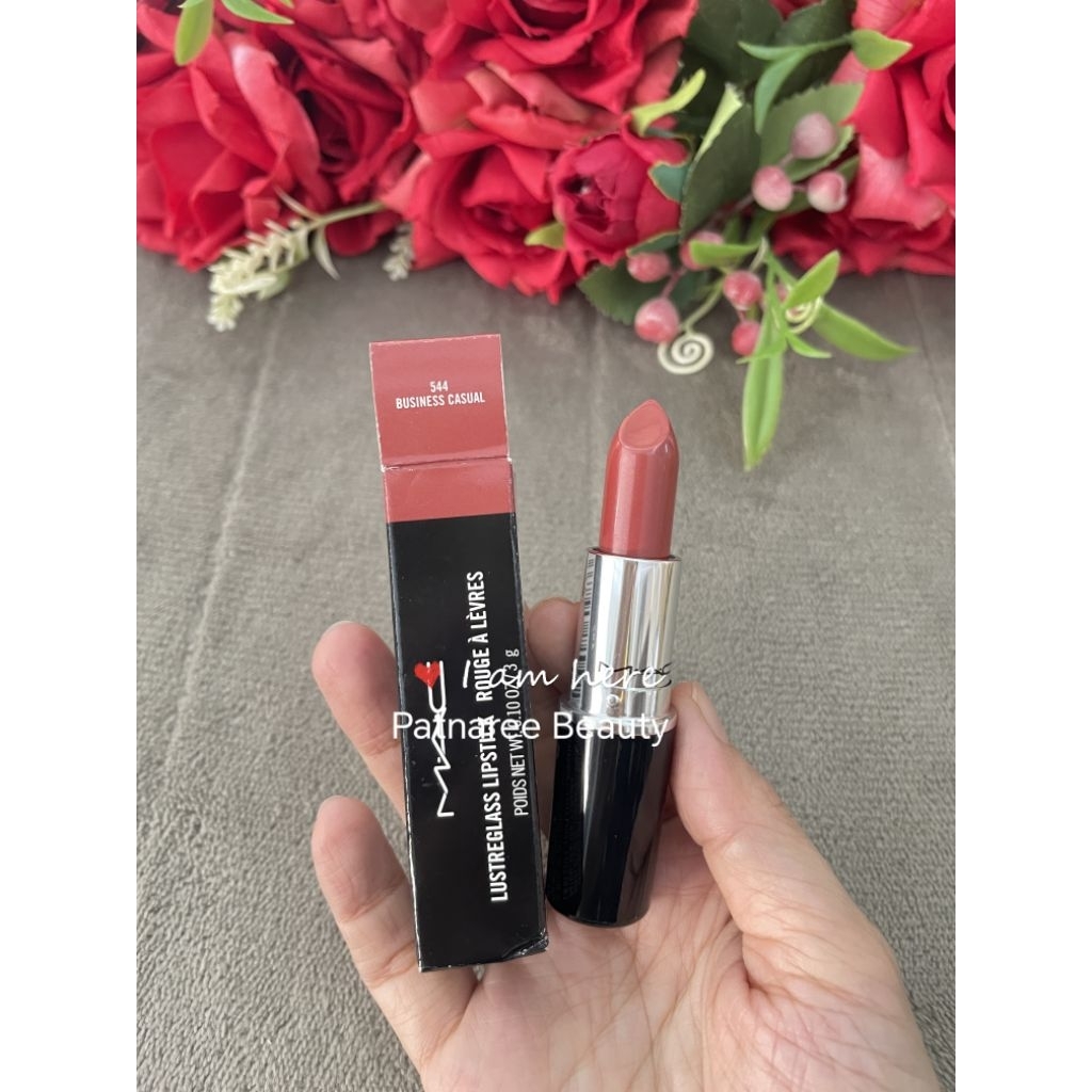 ลิปสติก​ ป้า​ยไทย​💯MAC LUSTREGLASS LIPSTICK​ สี 544 BUSINESS CASUAL
