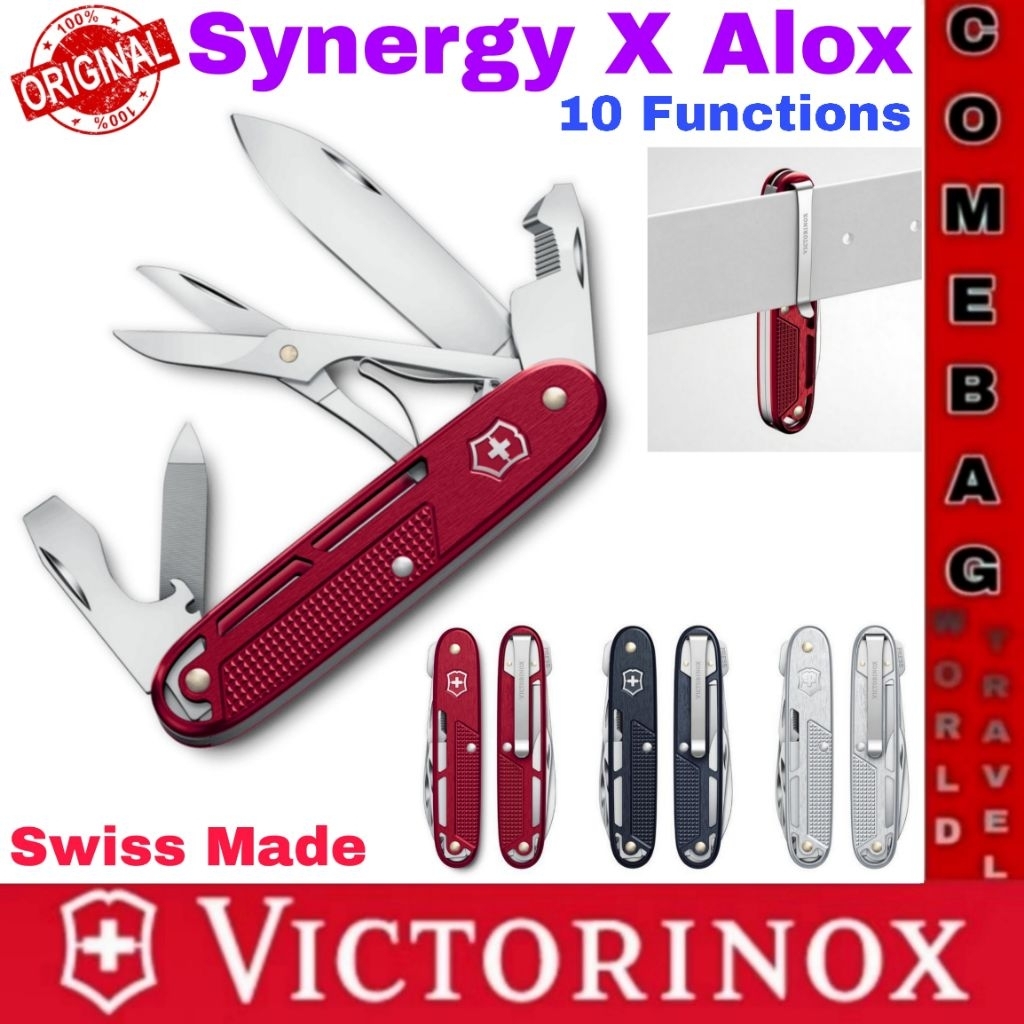 มีดพับVictorinox Synergy X Aloxพร้อมคลิปเหน็บ และระบบล็อคใบมีดแบบLiner Lock 10 Functions การใช้งาน ของแท้ Swiss Made🇨🇭🇨🇭