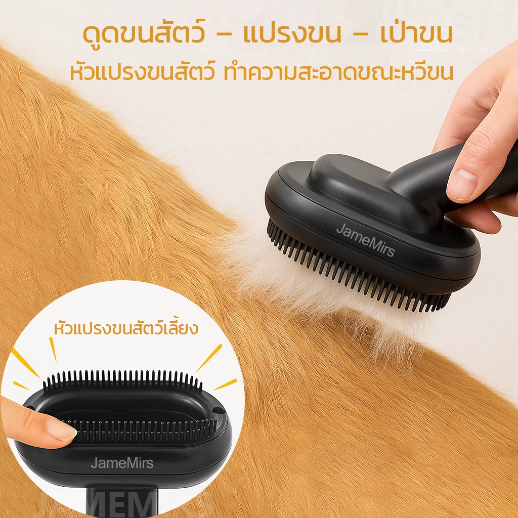 JameMirs เครื่องดูดขนสัตว์เลี้ยง 99999Pa ที่ดูดฝุ่นไร้สายมือถือ มอเตอร์โลหะ กำจัดขน/กำจัดไรฝุ่น/เป่าฝุ่น เครื่องดูดขนแมว รูปที่ 8