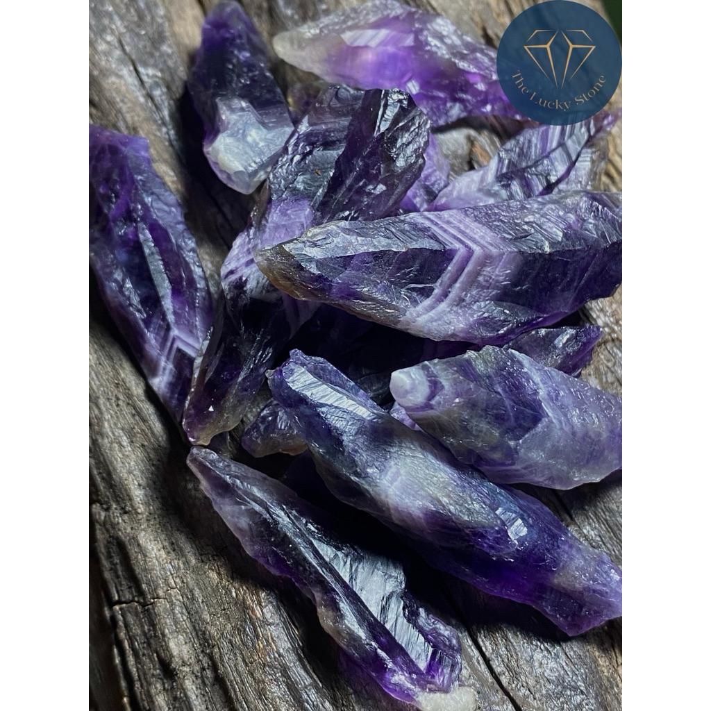 (เชฟรอน อเมทิสต์ chevron amethyst ) พลอยดิบ หินดิบธรรมชาติแท้ ขายเป็นชิ้น ลูกค้าสามารถเลือกได้ พลอยธรรมชาติ ของแท้แน่นอน