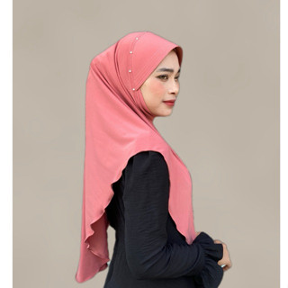 ฮีญาบหน้า กุ๊กไก่ ยืด ITY (มีคาง ) ประดับมุข / ริบบิ้น