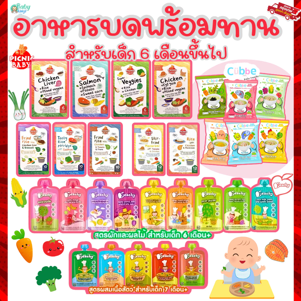 Peachy ซื้อ 7 ถุง แถม1 ช้อน อาหารเสริมเด็ก อาหารบดเด็ก อาหารเด็ก6เดือน พิชชี่อาหารเด็ก ขนมเด็ก.