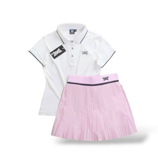 ใหม่ล่าสุด ชุดตีกอล์ฟผู้หญิง เสื้อคอปกแขนสั้น+กระโปรง เหมาะส…