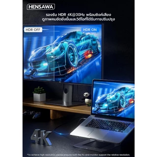 HENSAWA รุ่น VC740 สาย Mini DisplayPort to HDMI สายสัญญาณ รองรับ 4K 30Hz สาย Thunderbolt2 to HDMI