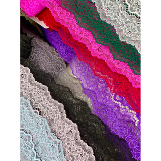 🛍️[SALE] ลูกไม้ยืด หลากสีสุดปัง! กว้าง 8 นิ้ว ลดพิเศษ เมตรละ…