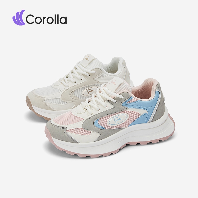 Corolla รองเท้าผ้าใบแฟชั่นลำลอง ดูดซับแรงกระแทก ต้านเชื้อแบคทีเรีย วัสดุหนังพียู พื้นนิ่มใส่สบาย เผื่อ1ไซส์เท้า