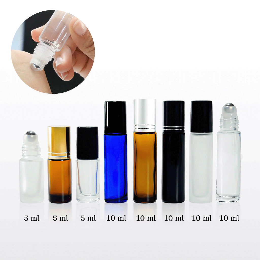 [COSS]ขวดลูกกลิ้งแก้วRB16 / 5ml 10ml  ขวดน้ำหอมแบบลูกกลิ้ง หัวสแตนเลส แบบพกพา พร้อมส่ง ราคาถูก ราคาสุดคุ้ม