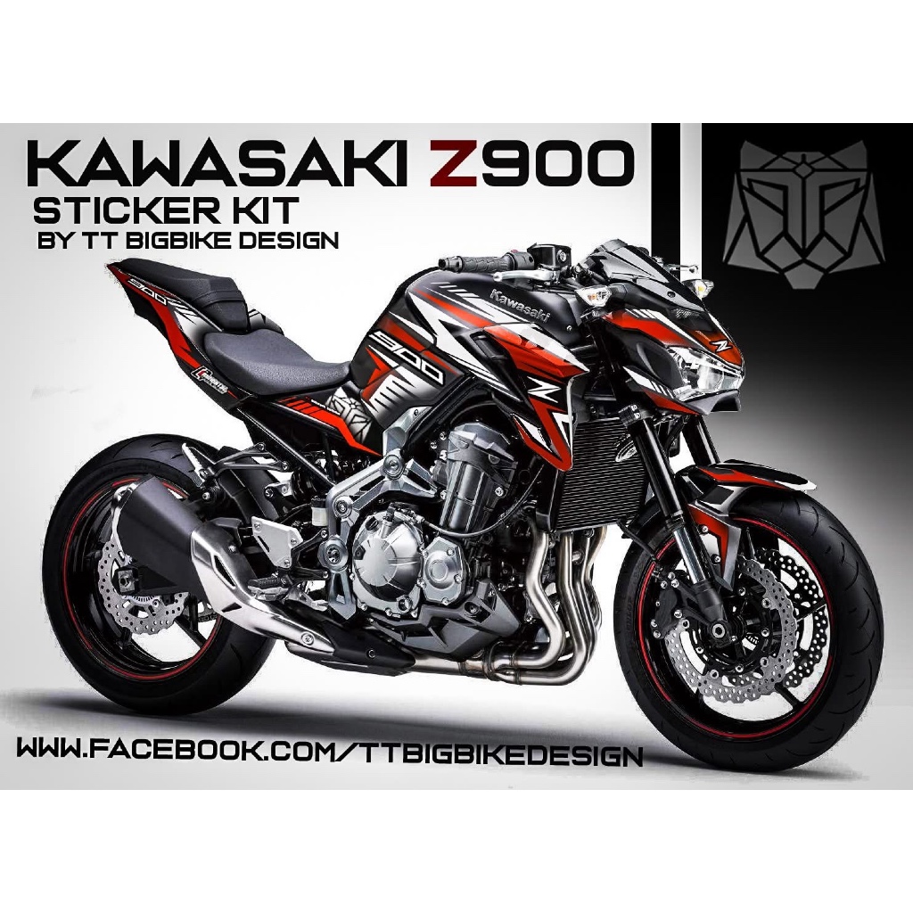 TT BIGBIKE DESIGN ชุดสติ๊กเกอร์แต่งลายรถ สำหรับ Z900 (2017-2019) ลาย TT RACING-01