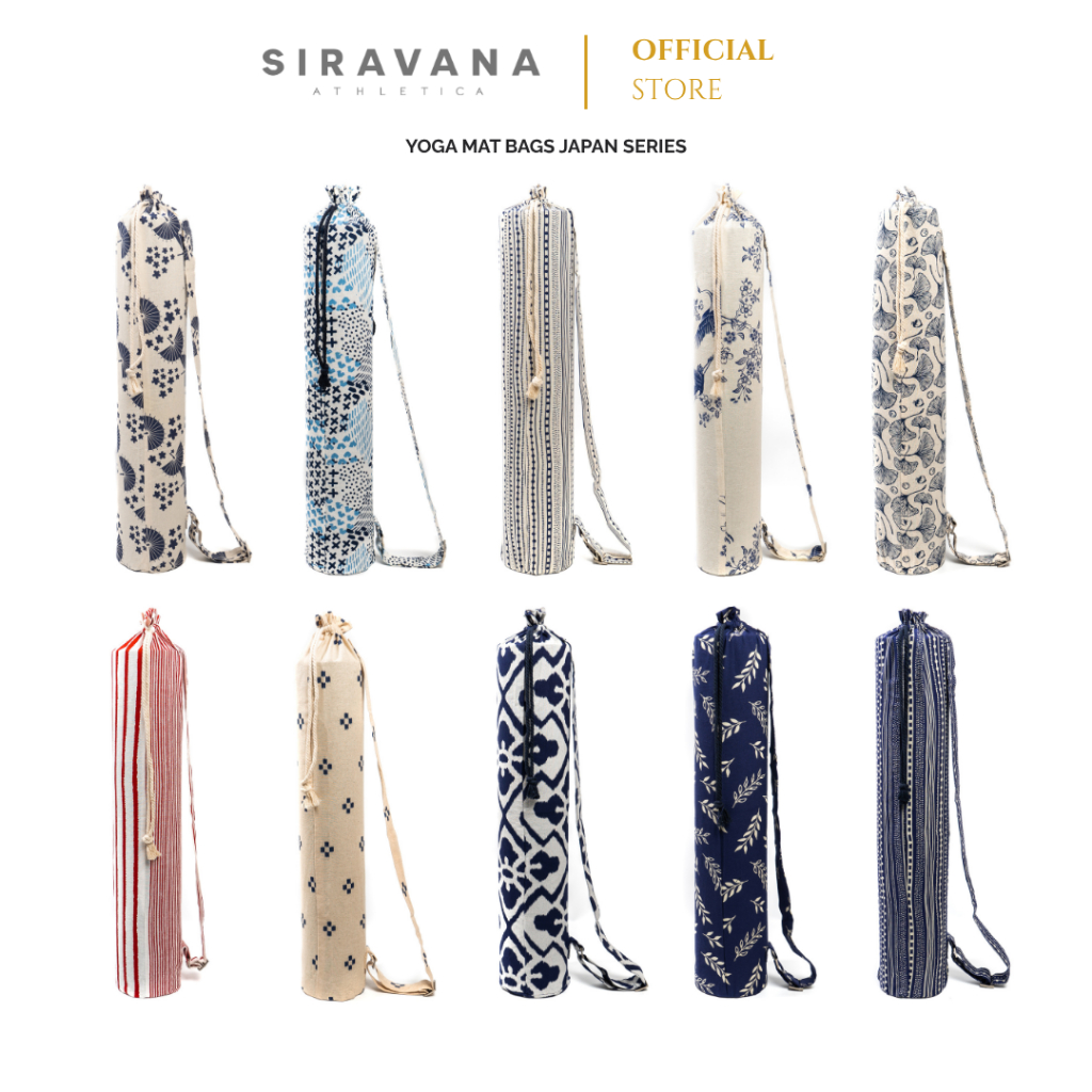 SIRAVANA กระเป๋าใส่เสื่อโยคะขนาดมาตรฐาน Yoga mat bag ผ้า Cotton 100% รุ่น Japan Style หลากหลายลวดลาย