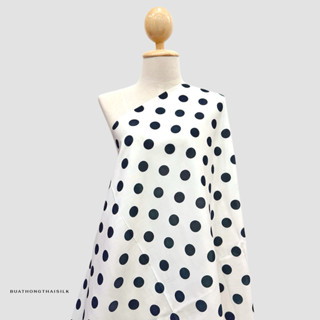 ABSTRACT GRAPHIC POLKA DOT DESIGN PRINTED THAI SILK FABRIC  …