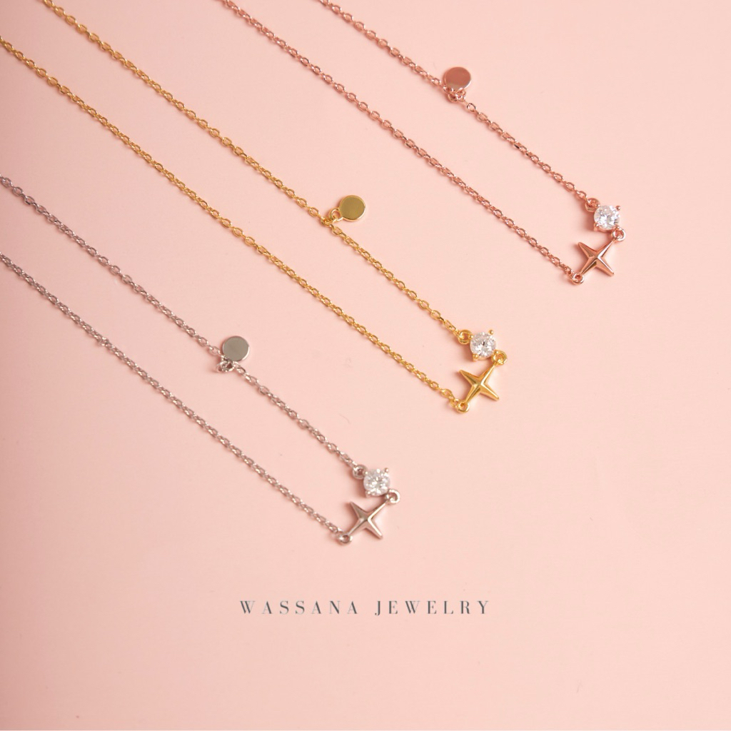wassana.jewelry สร้อยคอรุ่น นับดาว (Nap-Dao)ยาวปรับได้ 16-18นิ้ว