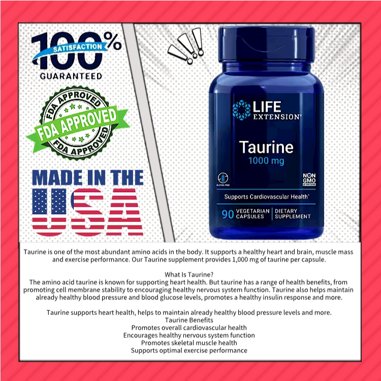 Life Extension Taurine 1000 mg Supports Cardiovascular Health