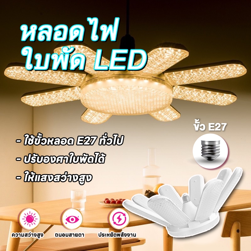168HOME🔥พร้อมส่ง🔥 หลอดไฟ LED หลอดไฟทรงใบพัด พับเก็บได้ ปรับมุมโคมไฟได้ ประหยัดพลังงานไฟ ไฟตลาดนัด