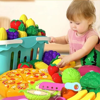 JoyToys 75 ชิ้น (+ ตะกร้า)ของเล่นผักผลไม้หั่นได้ ชุดครัว ของเล่นอาหาร ของเล่นบทบาทสมมติ