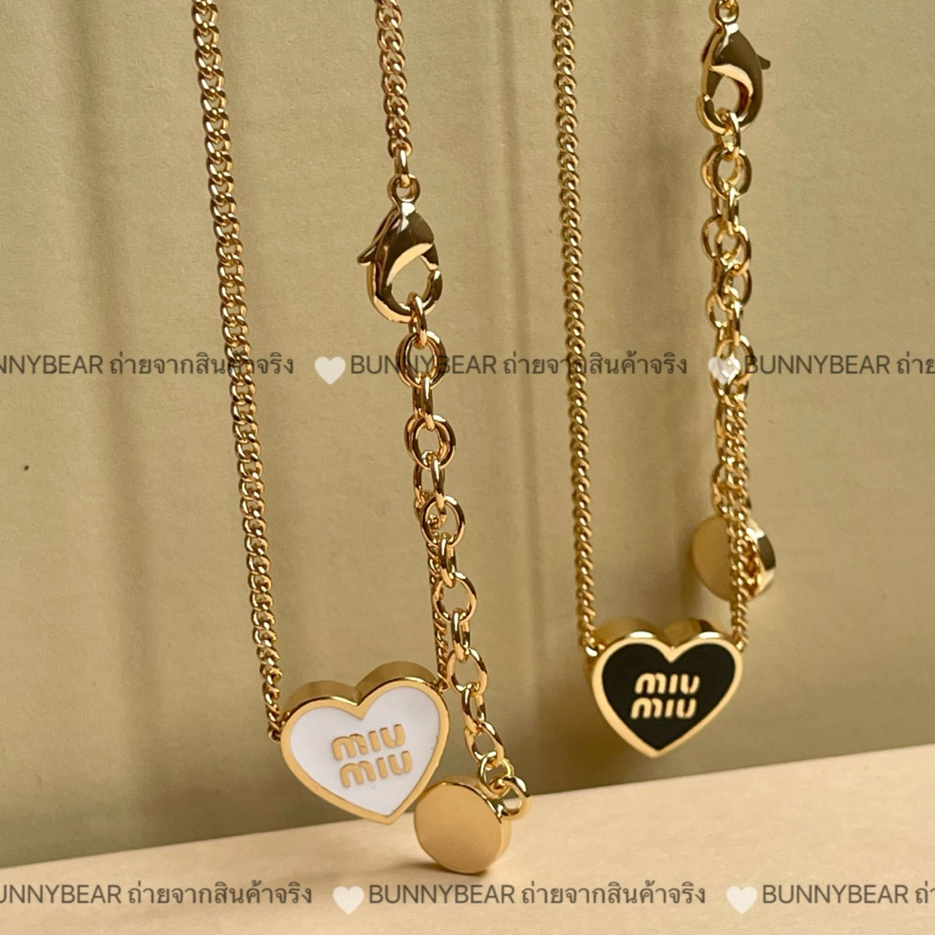 สร้อยคอ มิว หัวใจ(ด้านหลังปั้ม MAKE IN ITALY)จี้ห้อยปั้มชื่อแบรนด์